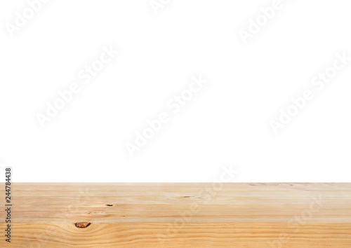 Beautiful texture wood table top texture on white background.For create product display or design key visual layout