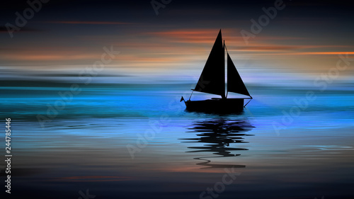 Boat Sailing Sunset Ocean Water Wave