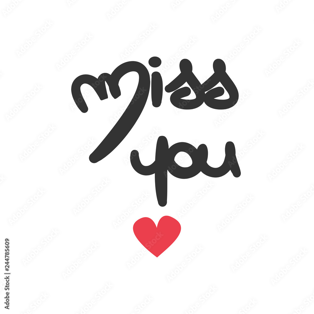 cute hand drawn lettering miss you text vector card