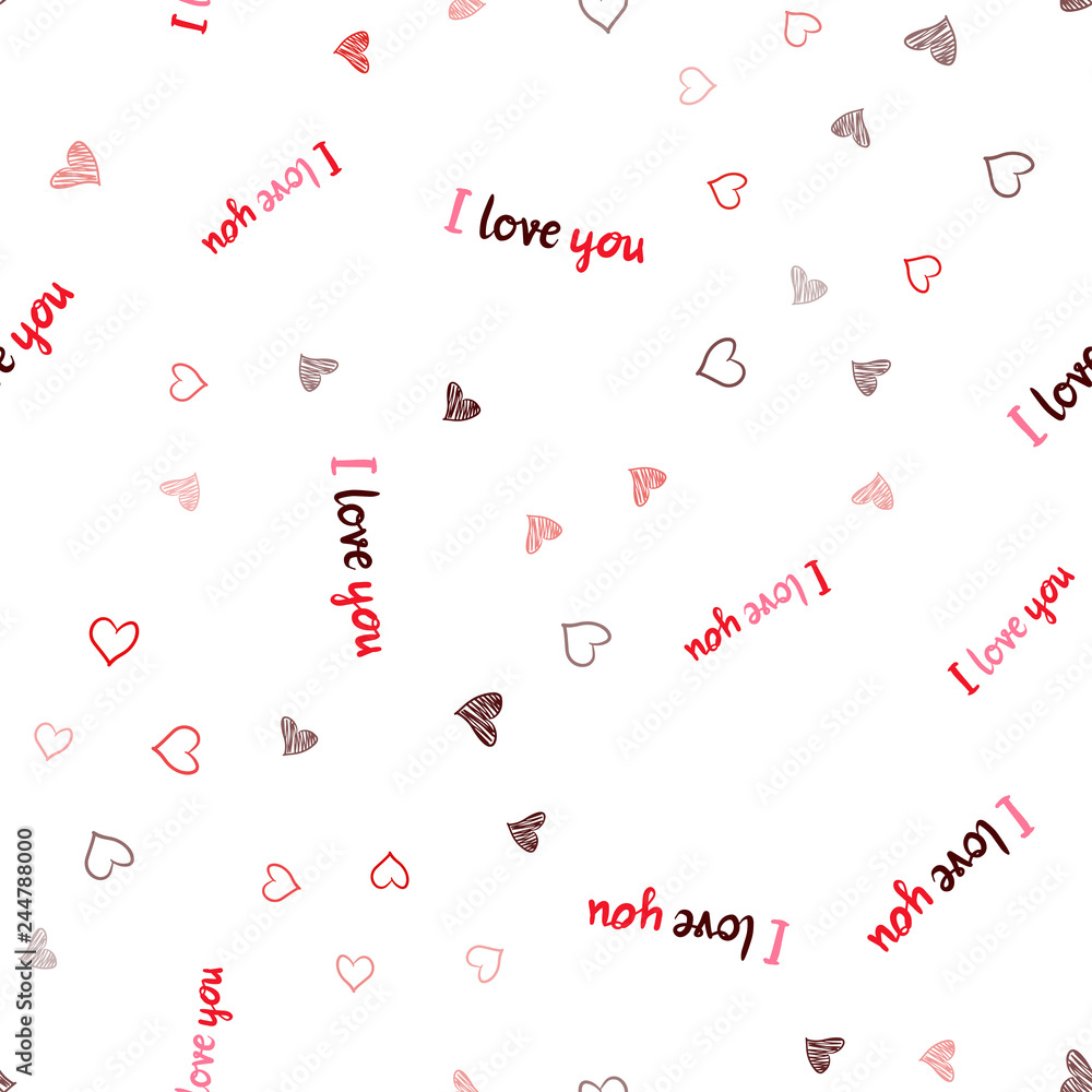 Light Red vector seamless layout with sweet hearts.