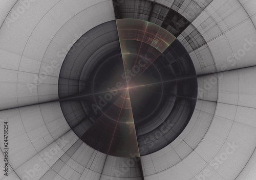 3D illustration of radar in fractal form on grey canvas
