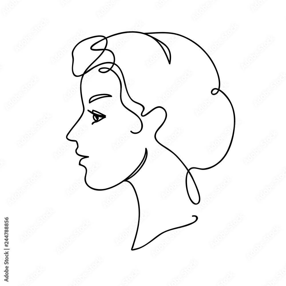 Face Silhouette vector illustration. Young attractive girl. Continuous  drawing. Line art concept design. Stock Vector | Adobe Stock