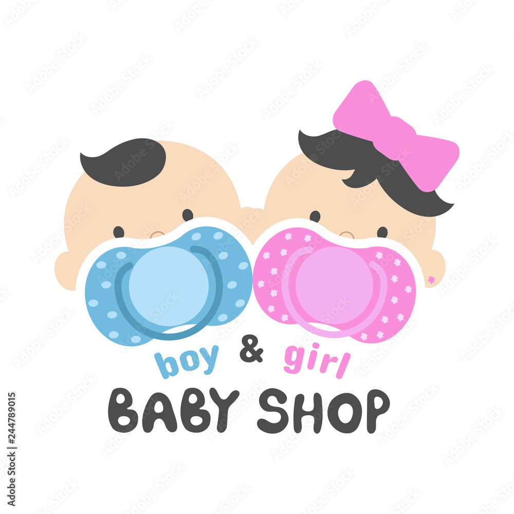 Baby Girl And Baby Boy Sticker Set Vector Download
