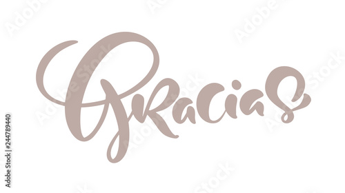 Gracias hand written lettering. Modern brush calligraphy. Thank you in spanish. Isolated on background. Vector illustration