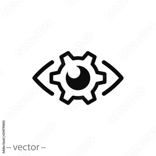 vision icon, gear eye linear sign on white background - vector illustration eps10