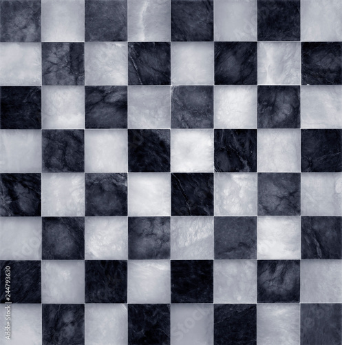 Canvas Print Black and white marble chessboard