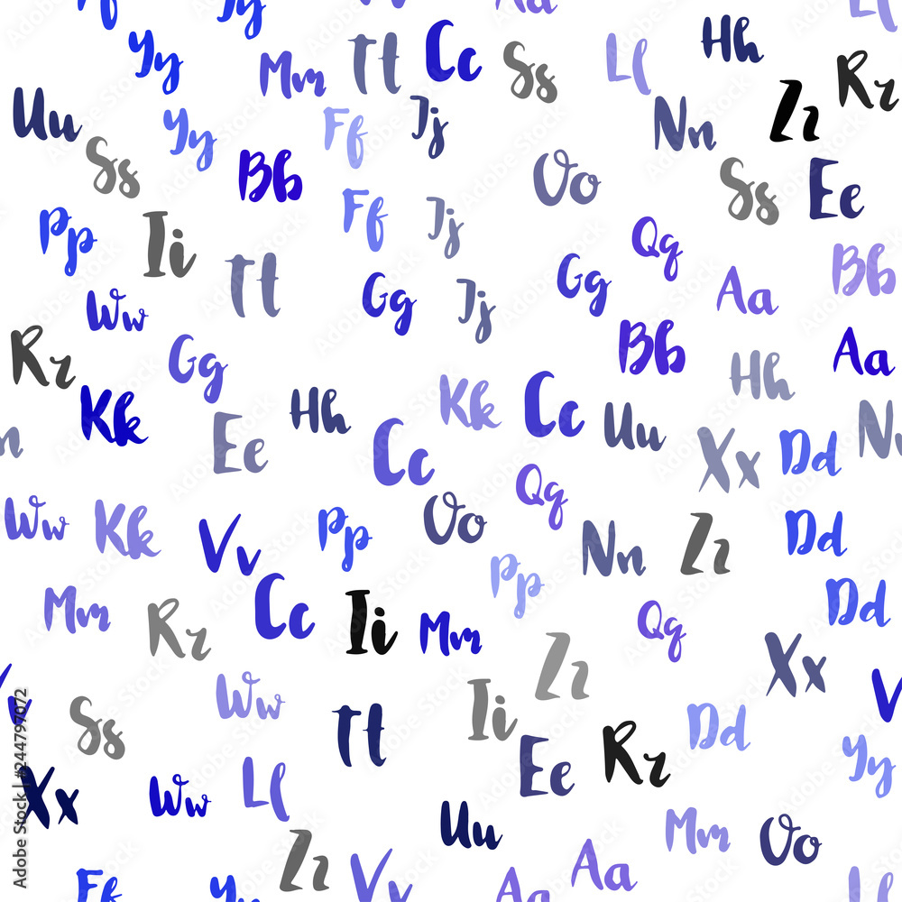 Light BLUE vector seamless background with signs of alphabet. Light BLUE vector seamless background with signs of alphabet.