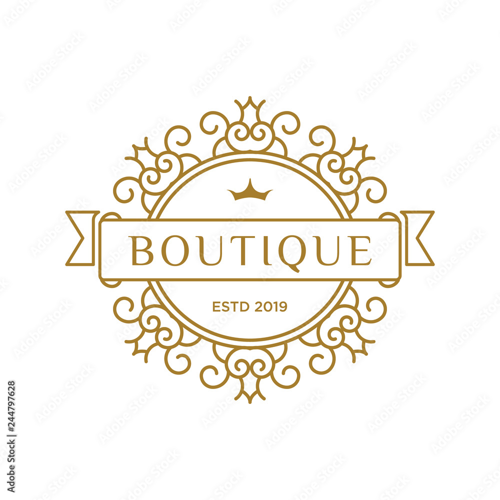 Boutique luxury logo design inspiration in gold color isolated on white  white background Stock Vector | Adobe Stock