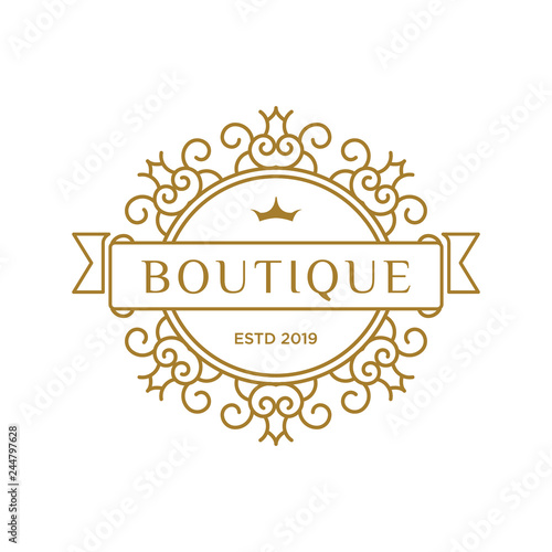 Boutique luxury logo design inspiration in gold color isolated on white white background