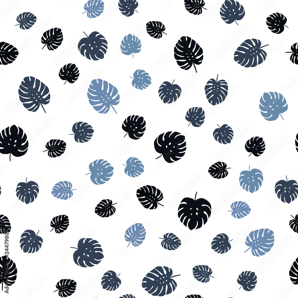 Dark BLUE vector seamless doodle pattern with leaves. Dark BLUE vector seamless doodle pattern with leaves.