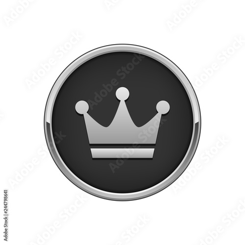 Silver black round badge with crown icon