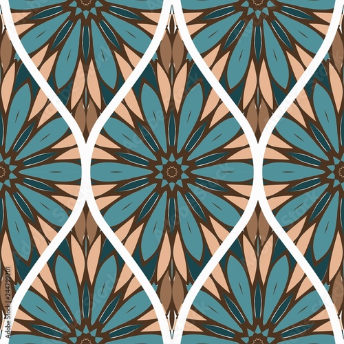 Ornamental Flower Design. Modern Seamless Geometry Pattern. Vector Illustration. For The Interior Design, Printing, Web And Textile Design.