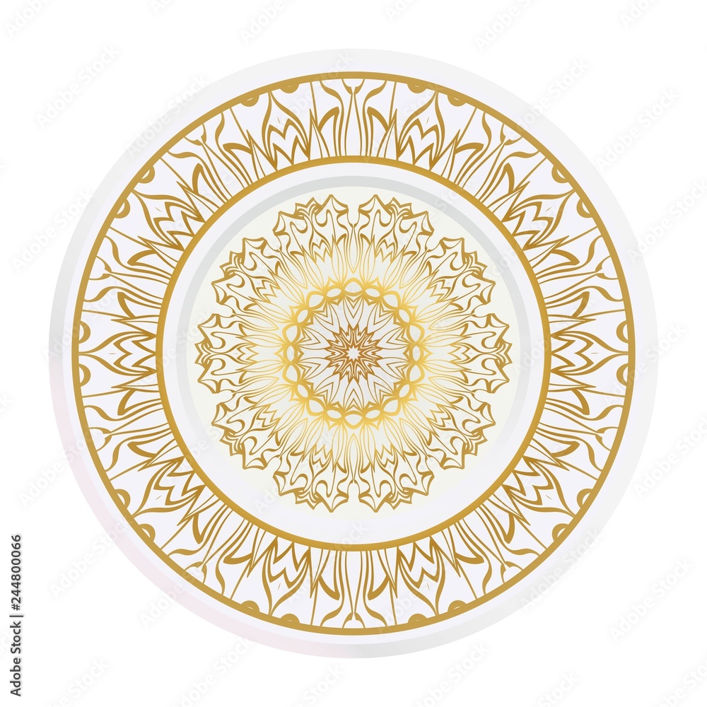 Fototapeta premium plate with mandala ornament. Vector illustration. Isolated. Tribal ethnic ornament with mandala. Home decor vector illustration.