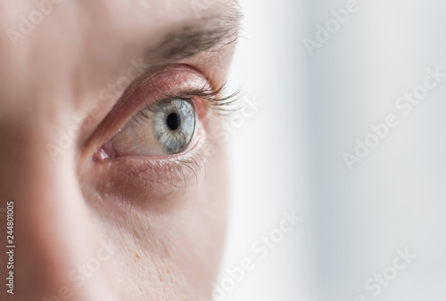 gray male eye, close-up
