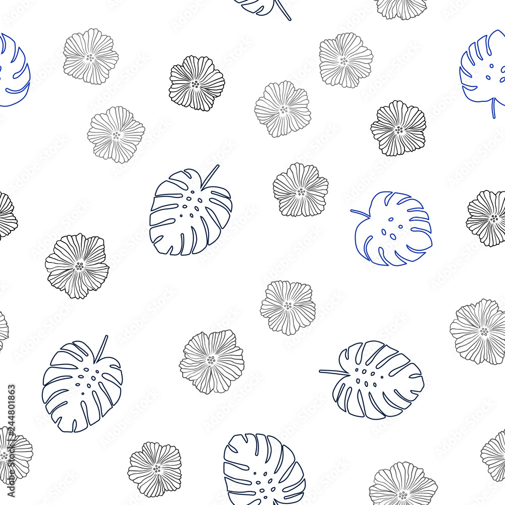 Dark BLUE vector seamless abstract design with flowers, leaves. Dark BLUE vector seamless abstract design with flowers, leaves.