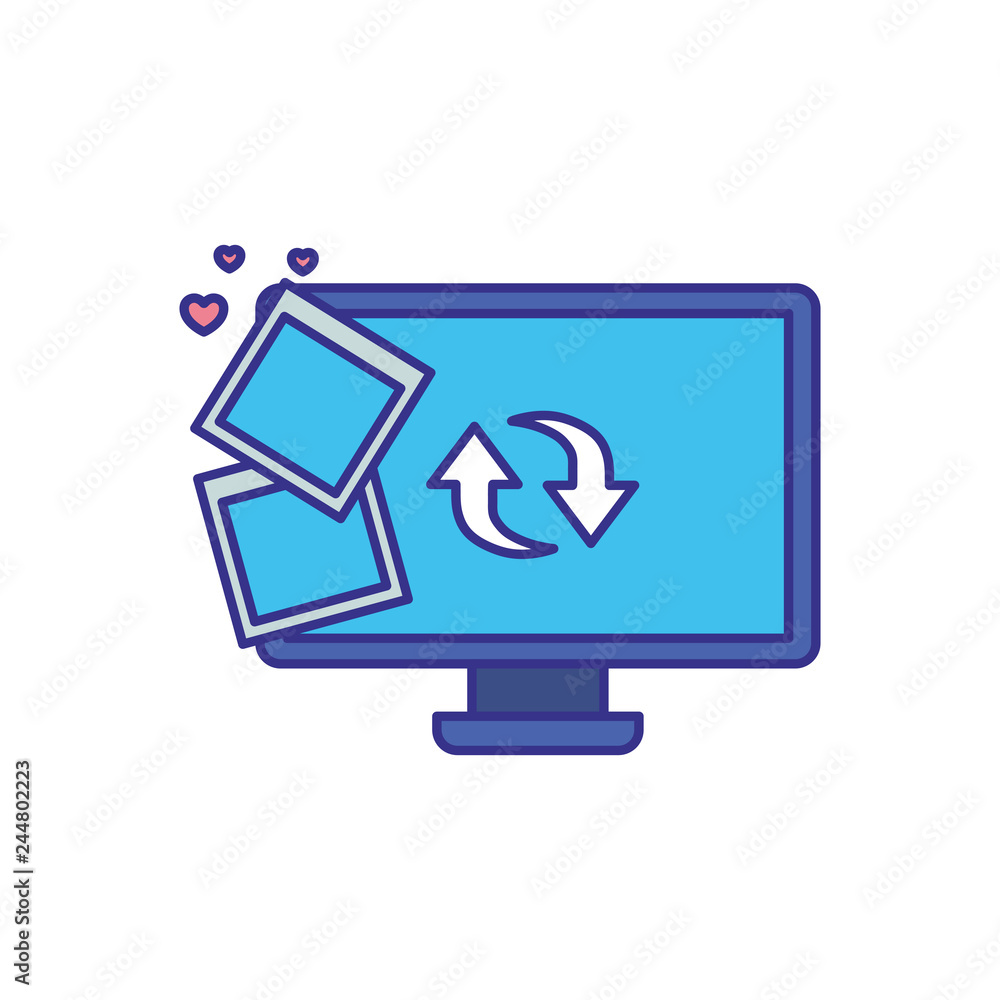 computer screen with objects isolated icon computer screen with objects isolated icon