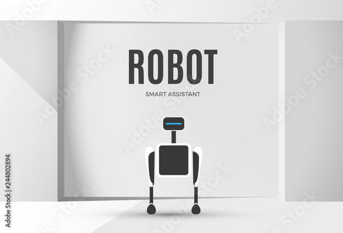 Modern robotic vector illustration with stylish smart robot autonomous house helper