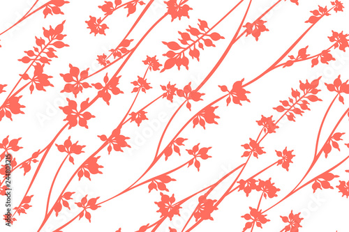 Autumn Seamless Pattern with Eucalyptus Leaves. Foliage Natural Branches. Decorative Background in Vintage Style. Seamless Eucalyptus Pattern for Fabric  Textile  Wrapping Paper  Cloth  Dress  Print.