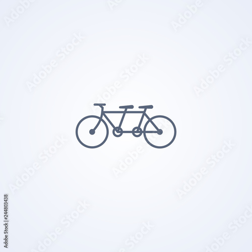 Bike tandem, vector best gray line icon