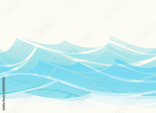 Blue water sea waves abstract vector background. Water wave curve background, ocean banner illustration