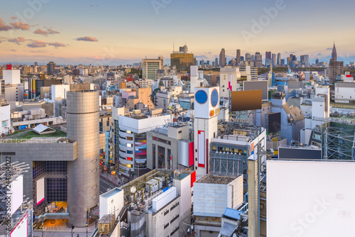 Photography Tokyo, Japan city skyline over Shibuya Ward