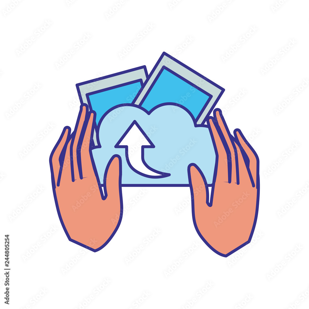 Fototapeta premium hands with photography objects isolated icon