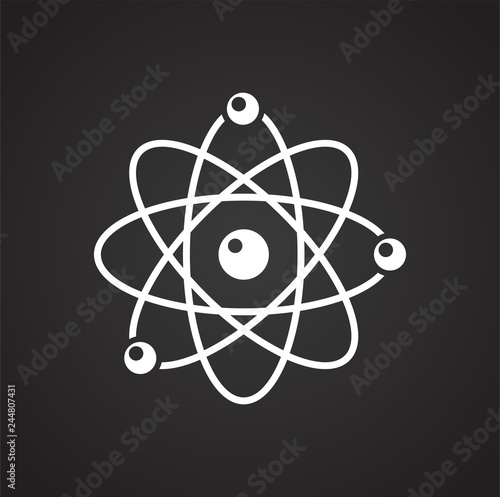 Atom icon on black background for graphic and web design, Modern simple vector sign. Internet concept. Trendy symbol for website design web button or mobile app
