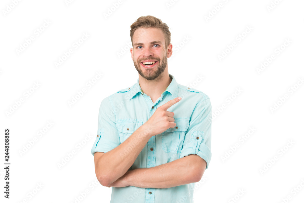 Find solution. Man with bristle smiling face white background. Guy happy find solution. Achieve success. Man with beard happy about solution. Celebrate good result. Solution for all problems Find solution. Man with bristle smiling face white background. Guy happy find solution. Achieve success. Man with beard happy about solution. Celebrate good result. Solution for all problems