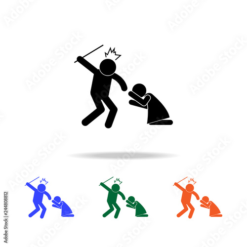 man's maneuvering over a woman multicolor icons