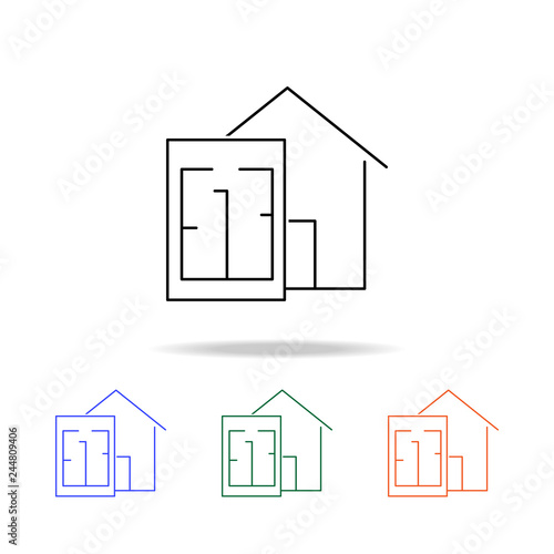 Area square and house icon. Elements of real estate in multi colored icons. Premium quality graphic design icon. Simple icon for websites, web design, mobile app