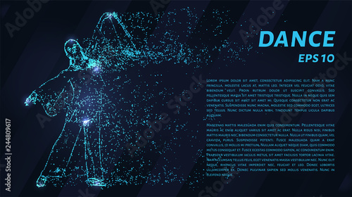 Dance of the blue points of light. Girl dancing. Dance concept design