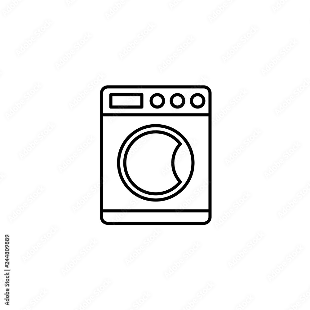 Washing Machine Related Vector Line Icon. Isolated on White Background. Editable Stroke.