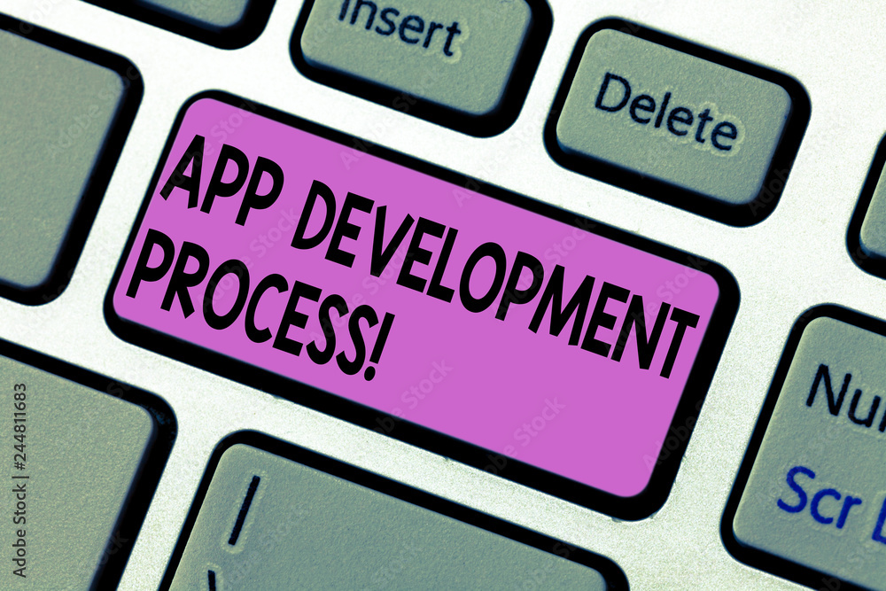 Handwriting text writing App Development Process. Concept meaning prediction of upcoming trades of a product Keyboard key Intention to create computer message pressing keypad idea Handwriting text writing App Development Process. Concept meaning prediction of upcoming trades of a product Keyboard key Intention to create computer message pressing keypad idea
