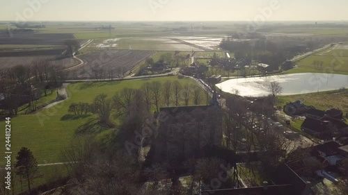 Aerial drone shot from the small village of Westeremden in The Netherlands. photo