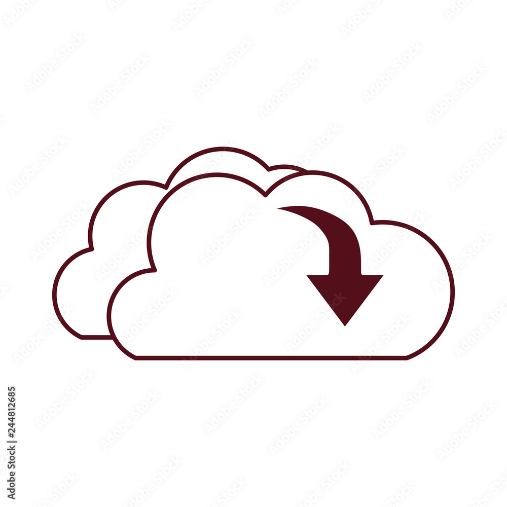 download cloud with objects isolated icon download cloud with objects isolated icon