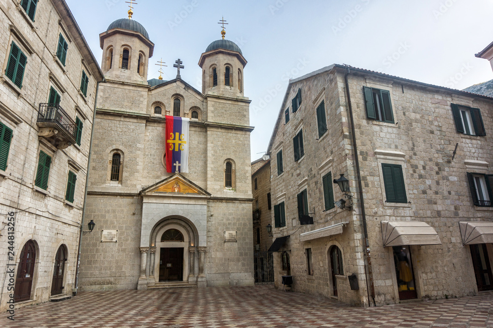 St. Nicholas church in old town of Kotor, Montenegro