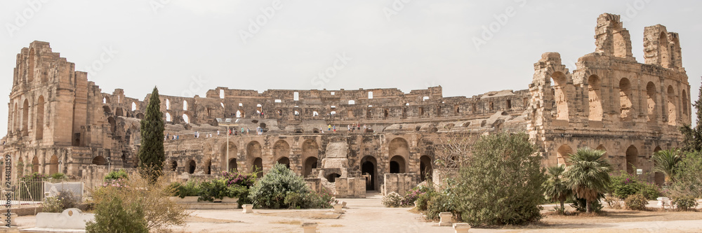 The impressive ruins of the largest colosseum in North Africa, El Jem, Tunisia