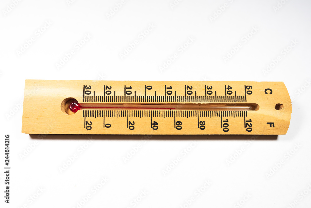 wooden room thermometer on white background wooden room thermometer on white background