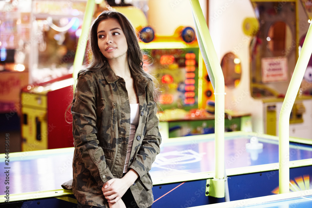 attractive girl having fun in the playground attractive girl having fun in the playground