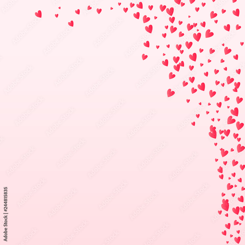 Beautiful Valentines confetti hearts falling on background. 