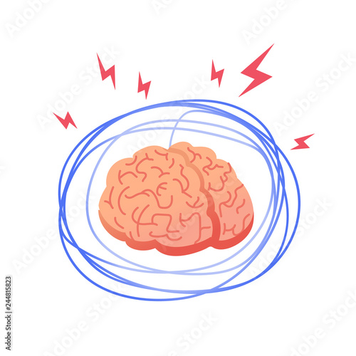 Entangled Brain. Therapist, love and relationships. Vector illustration