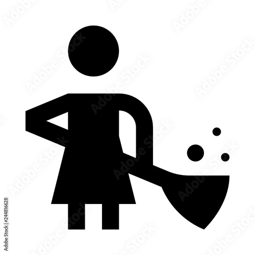Janitor cleaning woman