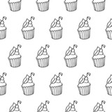 cake seamless vector pattern isolated on white background