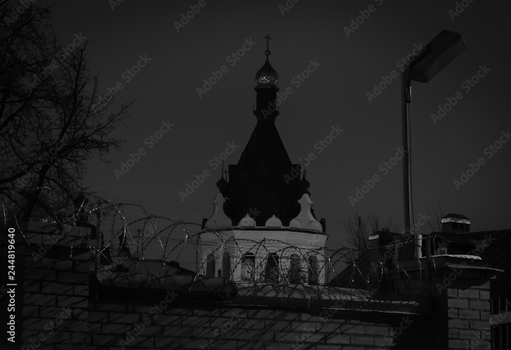 Night monastery in town Kostroma, Russia Night monastery in town Kostroma, Russia