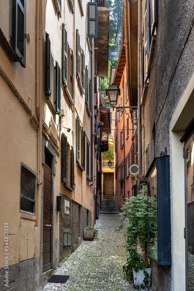 Old scenic street in Bellagio, Como lake, Italy