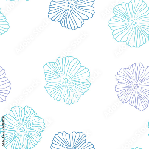 Light Pink, Blue vector seamless natural pattern with flowers.