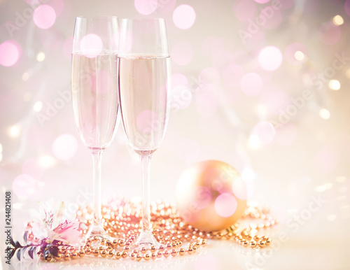 Champagne glasses celebration background