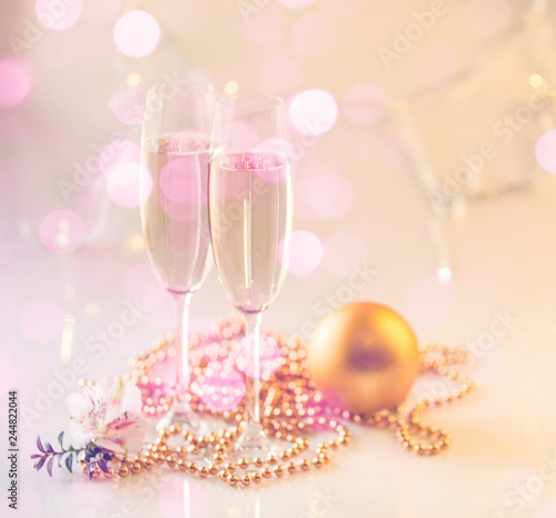 Champagne glasses celebration background