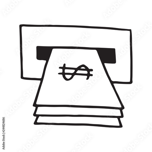 Doodle ATM cartoon vector and illustration