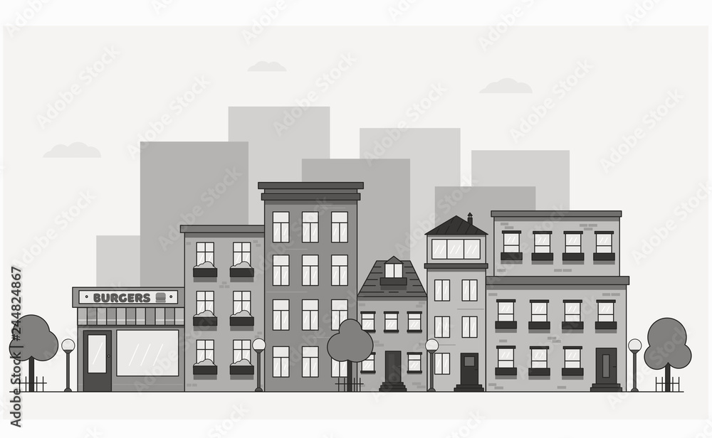 Fototapeta premium cityscape in black and white colors.